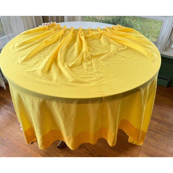 Vintage 1970s curtain, bright yellow pompoms, kitsch decor, pleated, per panel - Picture 5 of 10